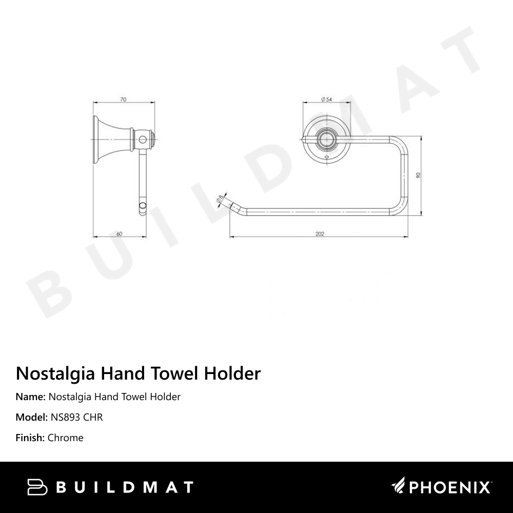 Nostalgia Hand Towel Holder Chrome