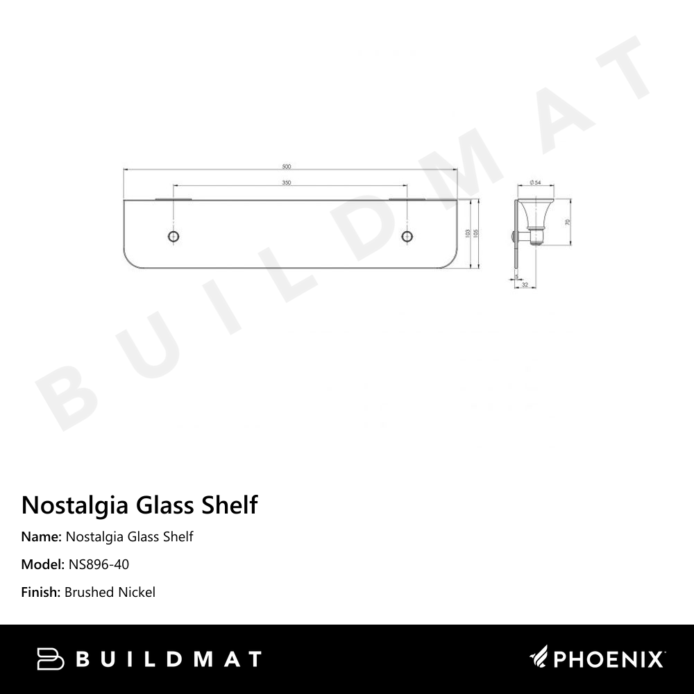 Nostalgia Glass Shelf Brushed Nickel