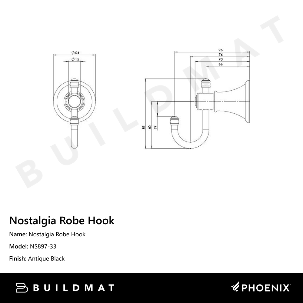 Nostalgia Robe Hook Antique Black