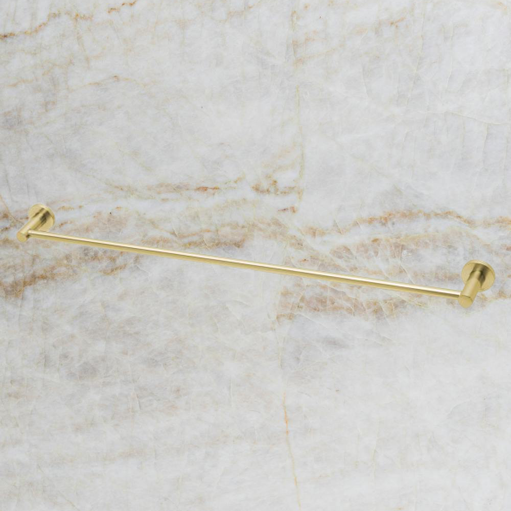 Radii Single Towel Rail 800mm Round Plate Brushed Gold