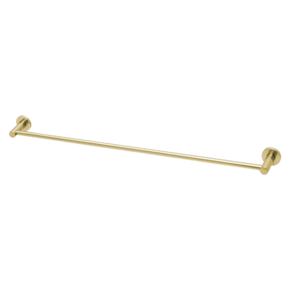 Radii Single Towel Rail 800mm Round Plate Brushed Gold