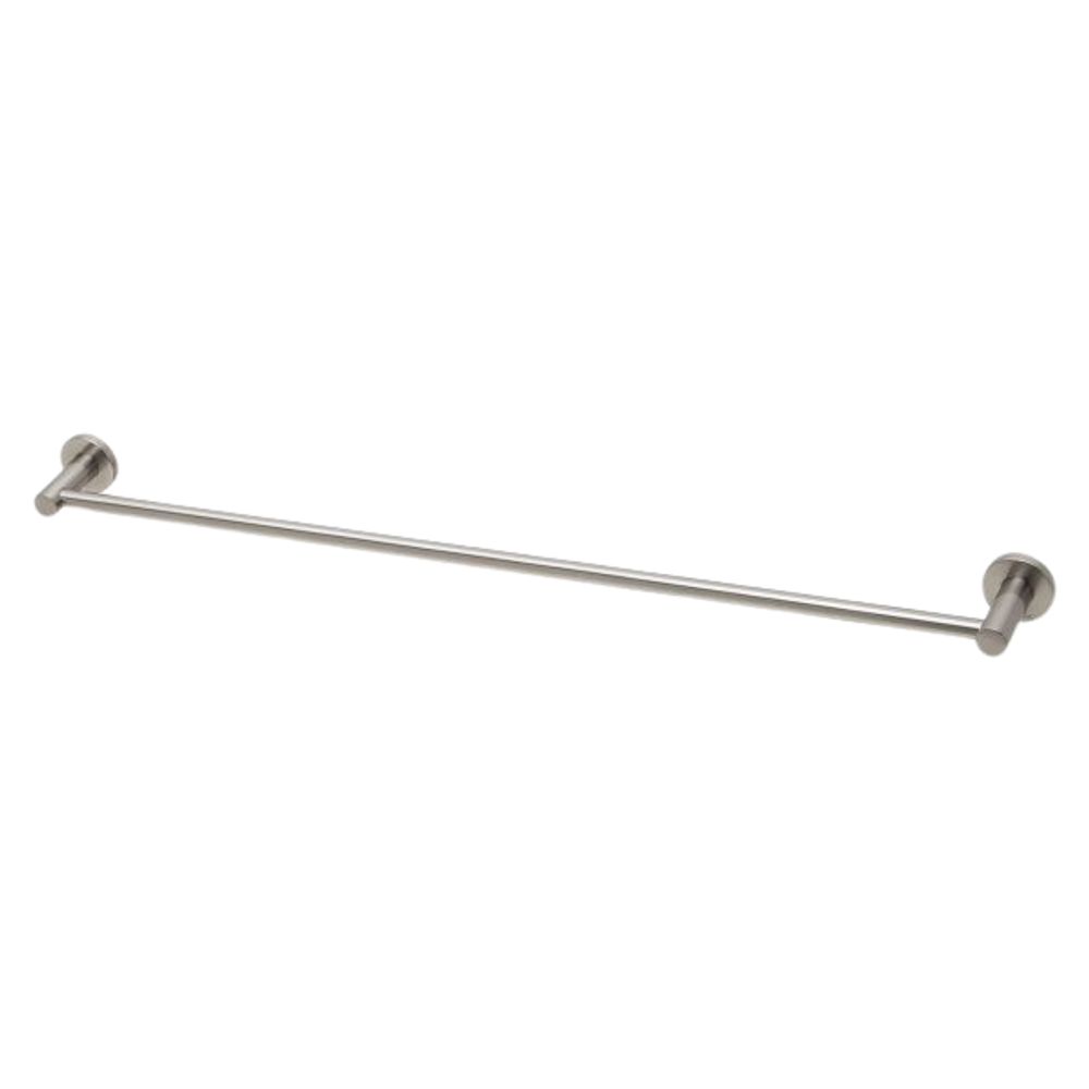 Radii Single Towel Rail 800mm Round Plate Brushed Nickel