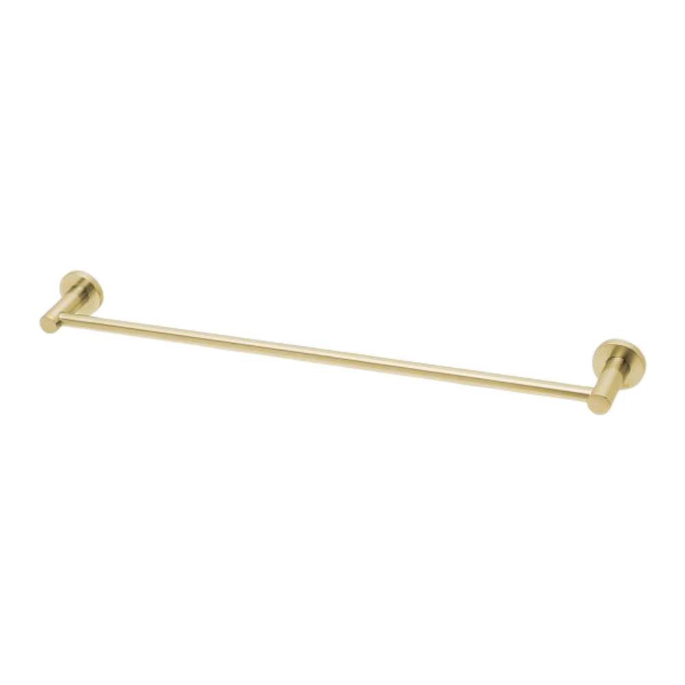 Radii Single Towel Rail 600mm Round Plate Brushed Gold