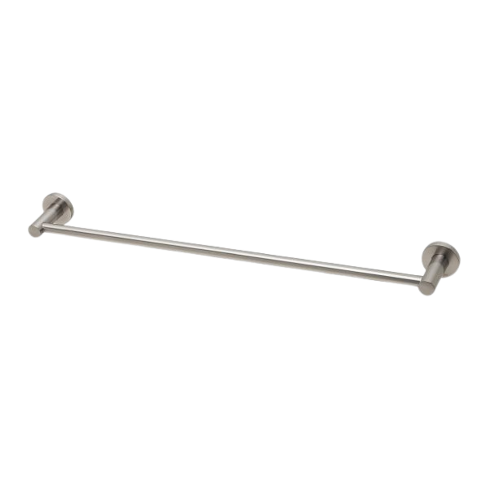 Radii Single Towel Rail 600mm Round Plate Brushed Nickel