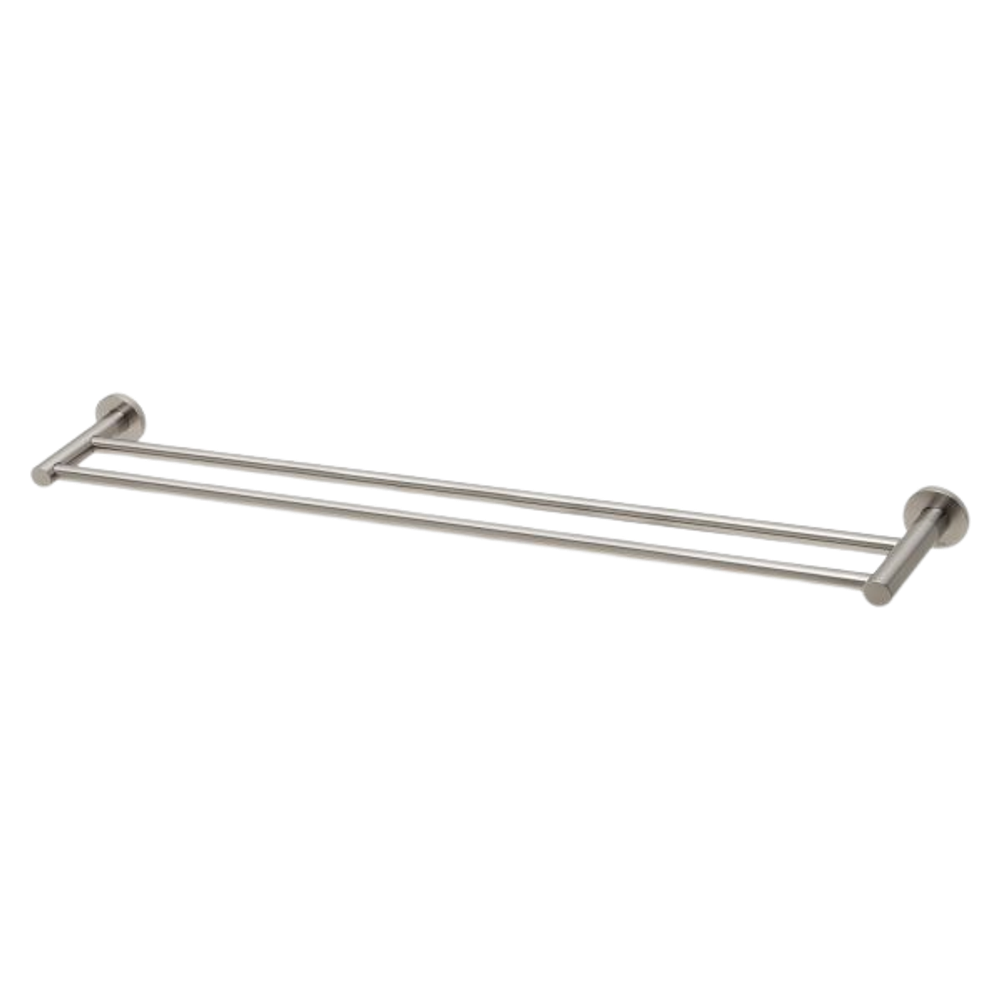 Radii Double Towel Rail 800mm Round Plate Brushed Nickel