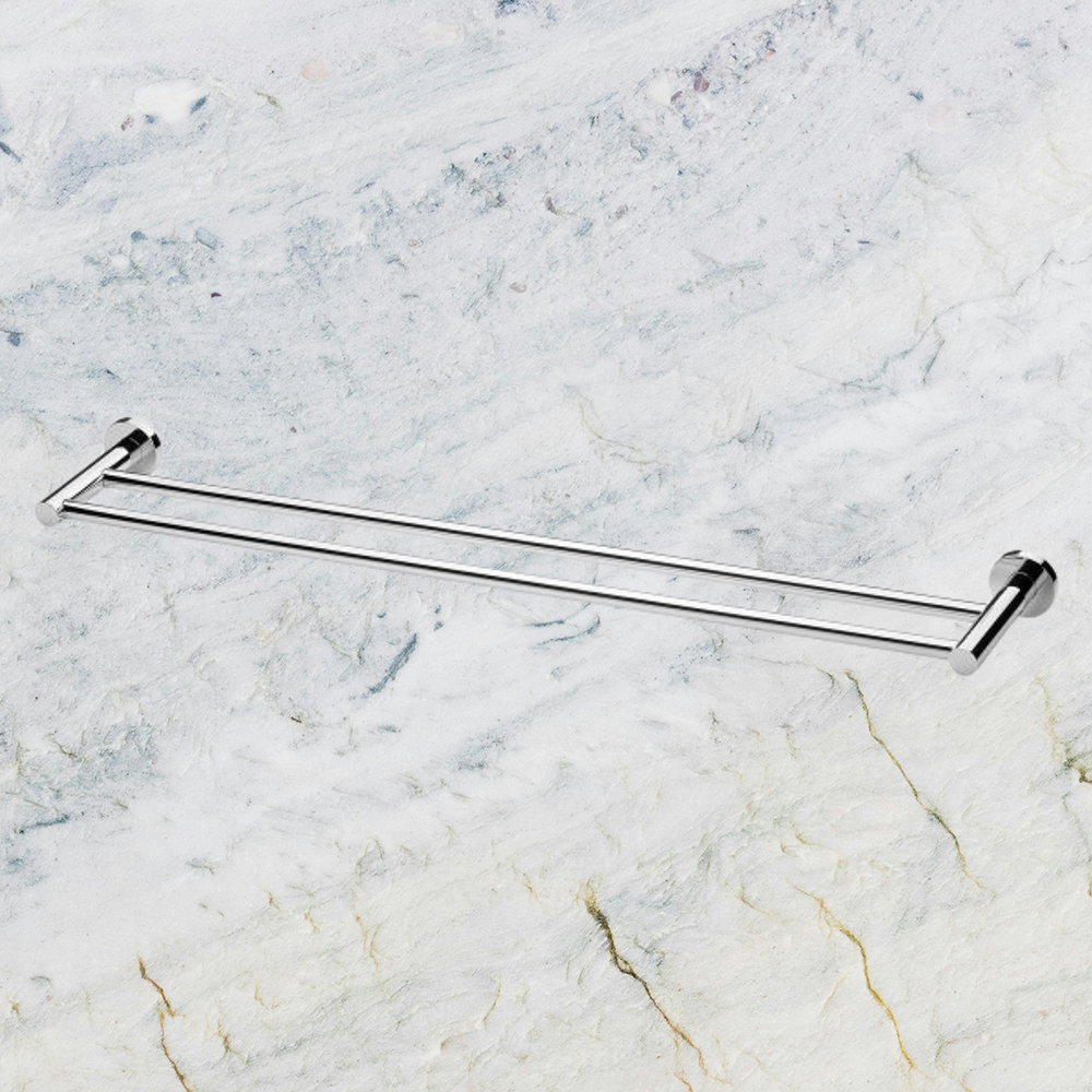 Radii Double Towel Rail 800mm Round Plate Chrome