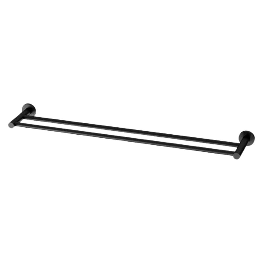 Radii Double Towel Rail 800mm Round Plate Matte Black