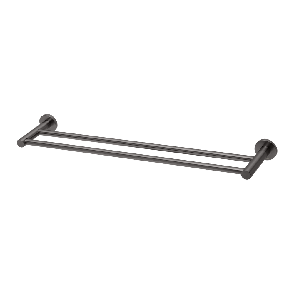 Radii Double Towel Rail 600mm Round Plate Brushed Carbon