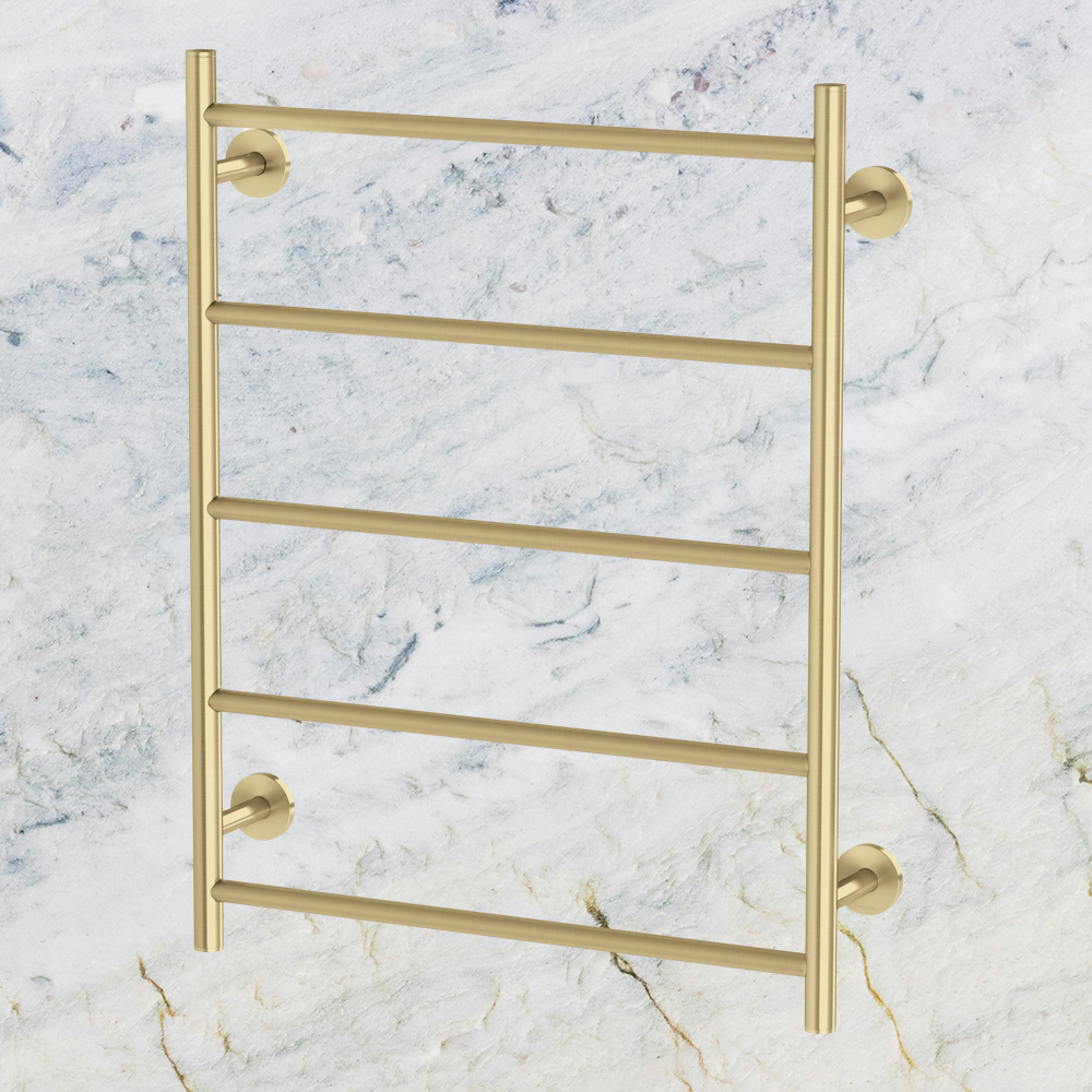 Radii Heated Towel Ladder 550 x 740mm Round Plate Brushed Gold