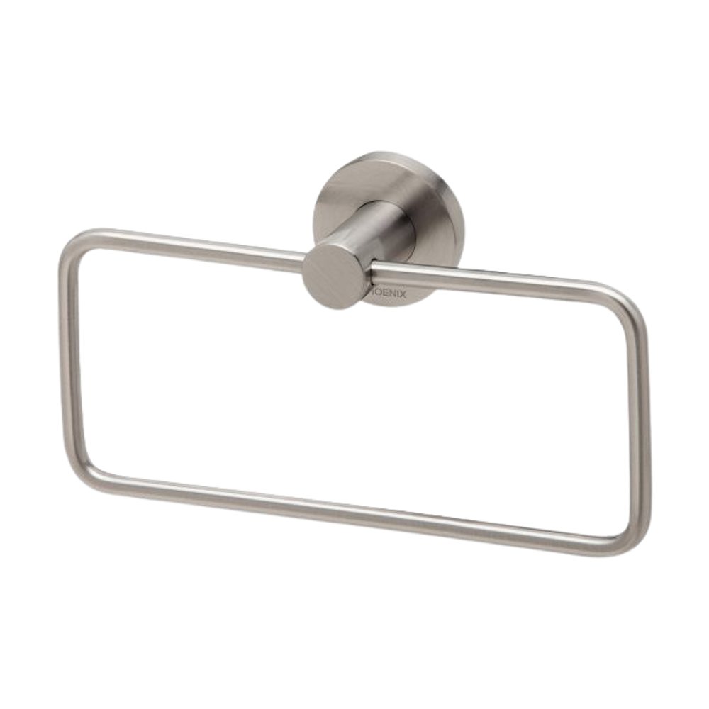 Radii Hand Towel Holder Round Plate Brushed Nickel