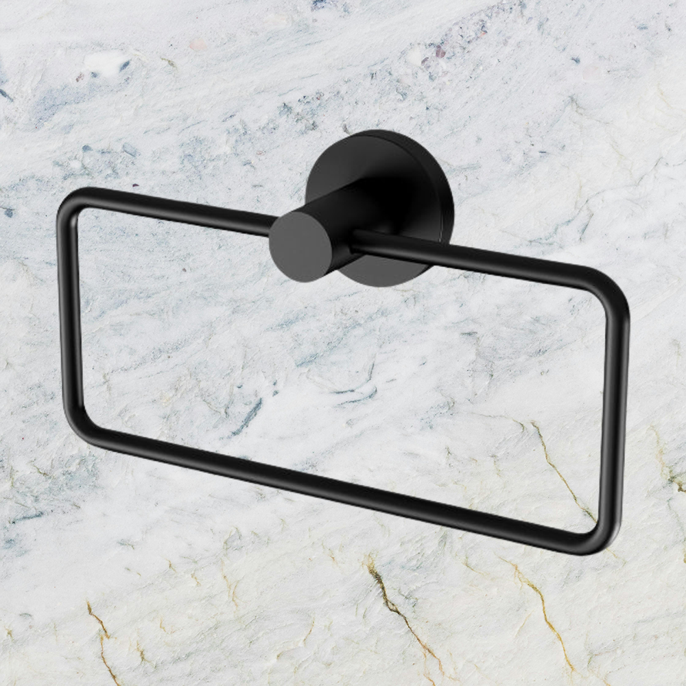 Radii Hand Towel Holder Round Plate Matte Black