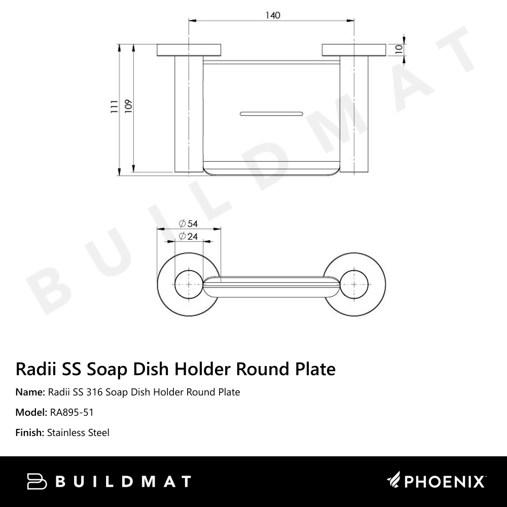 Radii SS 316 Soap Dish Holder Round Plate Stainless Steel