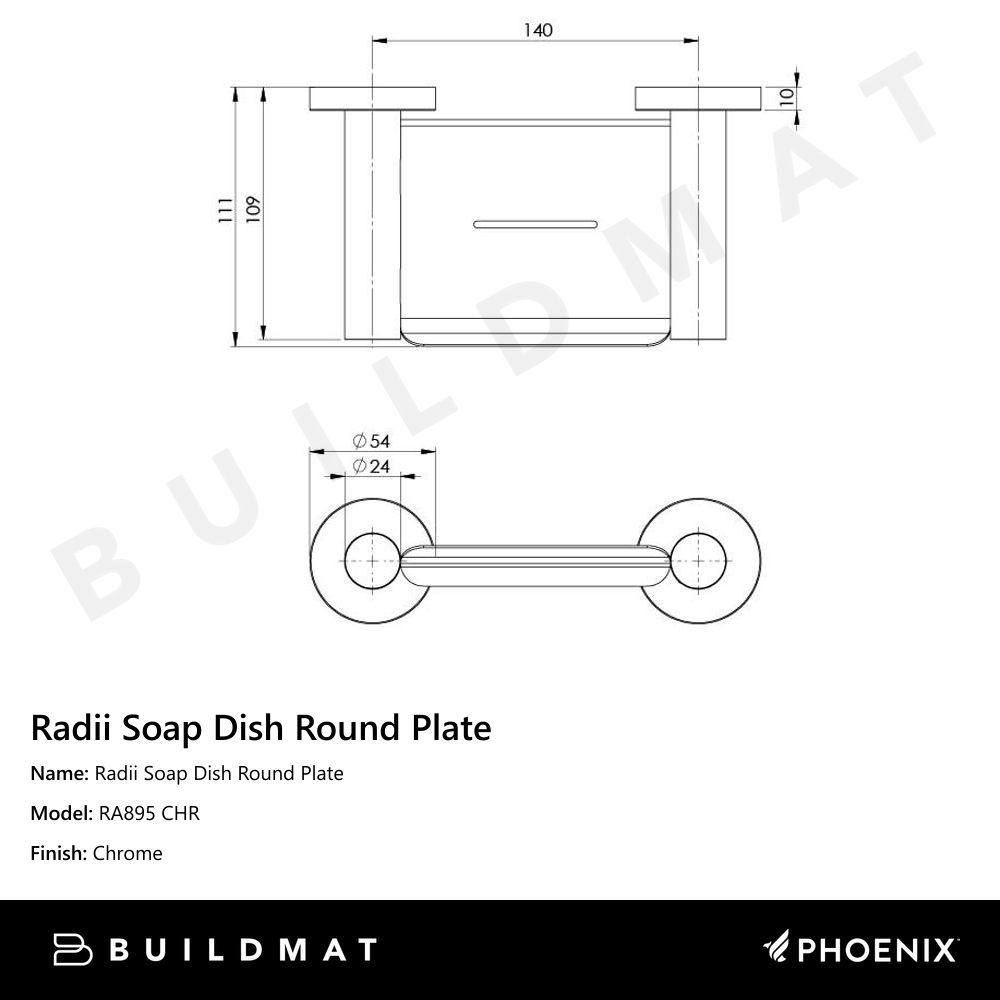 Radii Soap Dish Round Plate Chrome