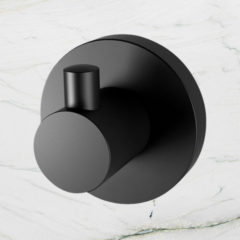 Radii Robe Hook Round Plate Matte Black