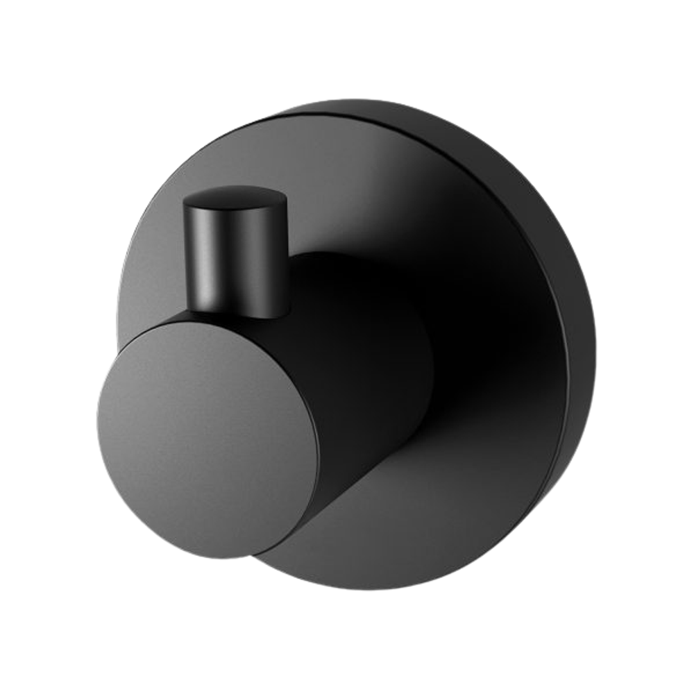 Radii Robe Hook Round Plate Matte Black