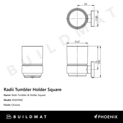 Radii Tumbler & Holder Square Chrome