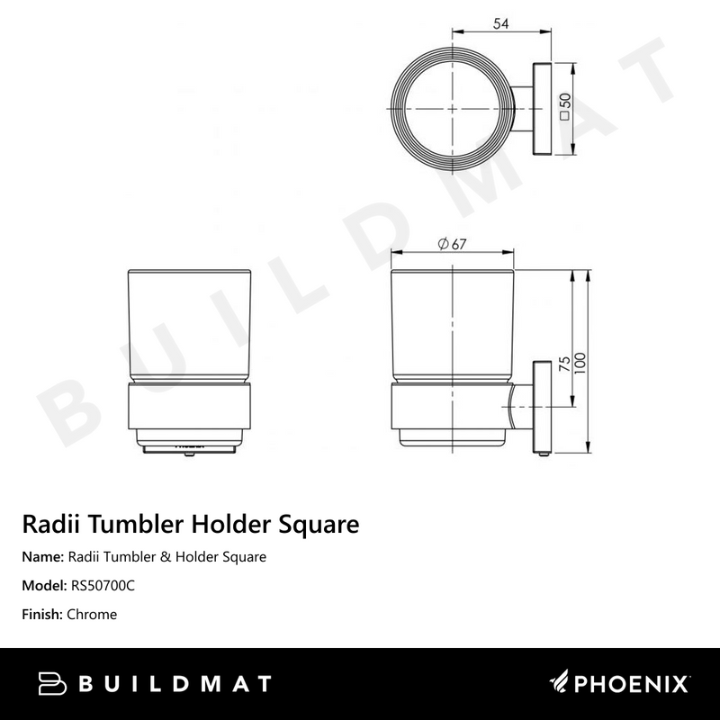 Radii Tumbler & Holder Square Chrome