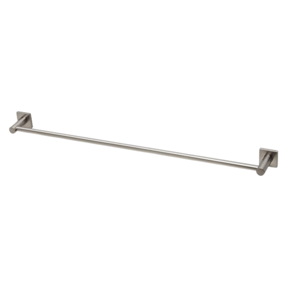 Radii Single Towel Rail 800mm Square Plate Brushed Nickel