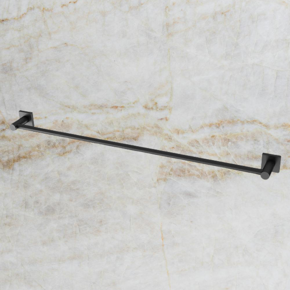 Radii Single Towel Rail 800mm Square Plate Matte Black