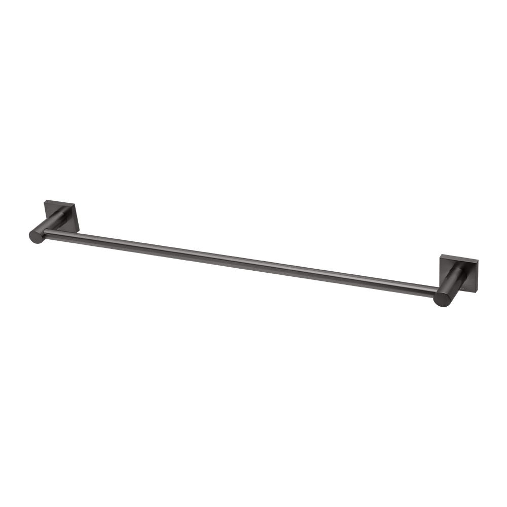 Radii Single Towel Rail 600mm Square Plate Brushed Carbon