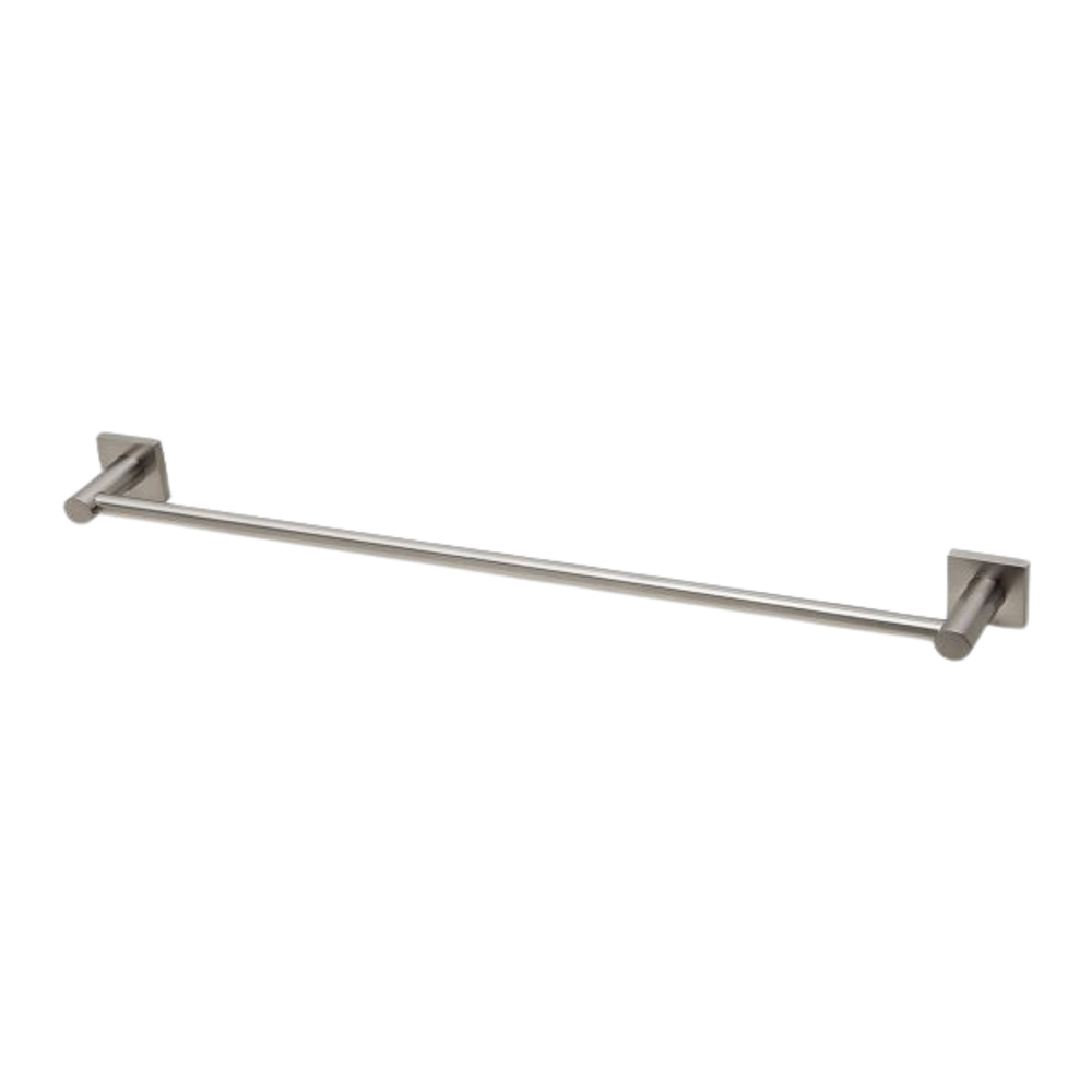 Radii Single Towel Rail 600mm Square Plate Brushed Nickel