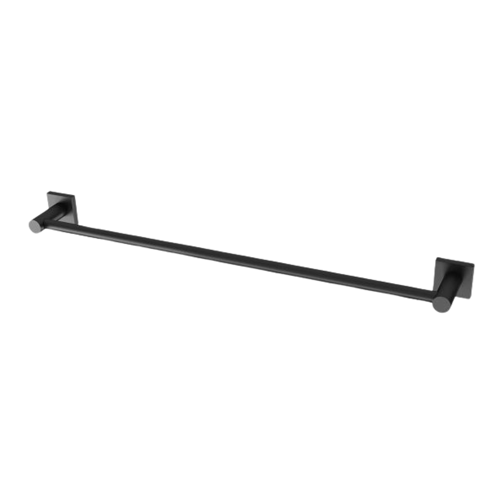 Radii Single Towel Rail 600mm Square Plate Matte Black