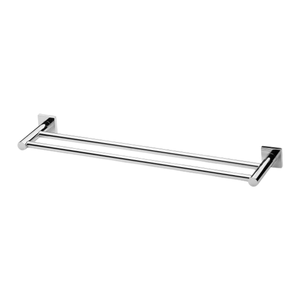 Radii Double Towel Rail 600mm Square Plate Chrome