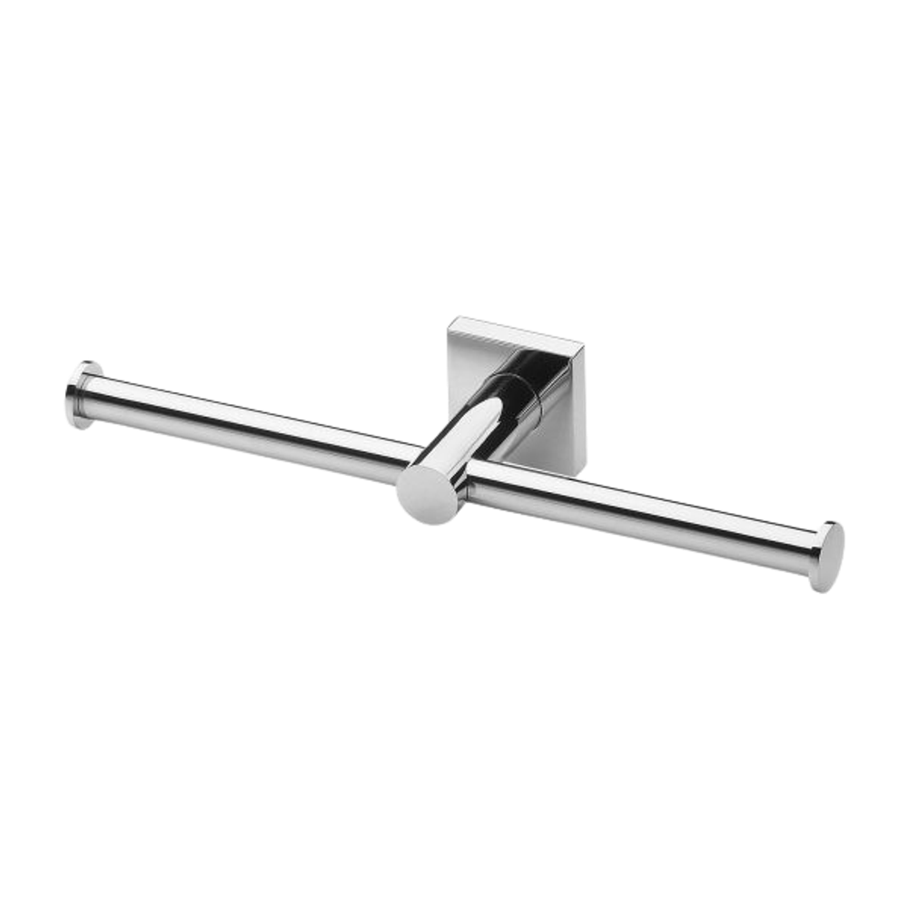 Radii Double Toilet Roll Holder Square Plate Chrome