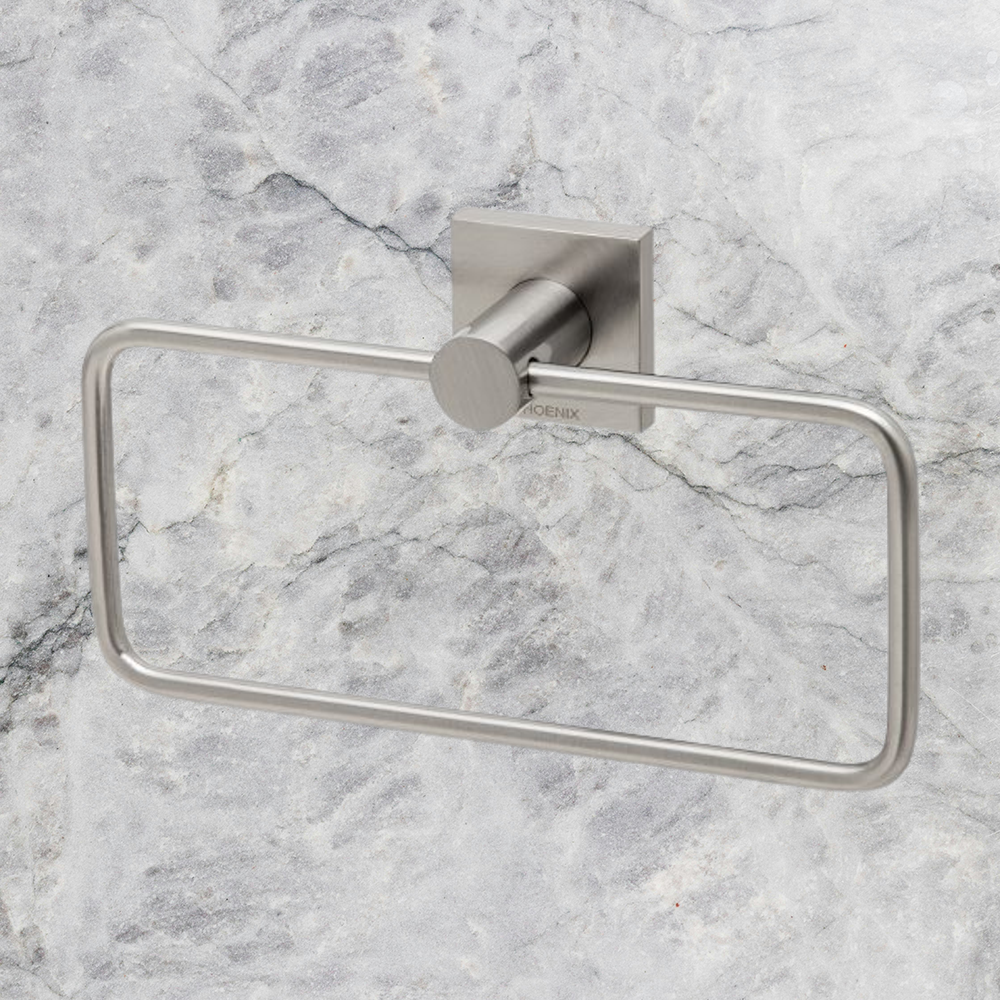 Radii Hand Towel Holder Square Plate Brushed Nickel