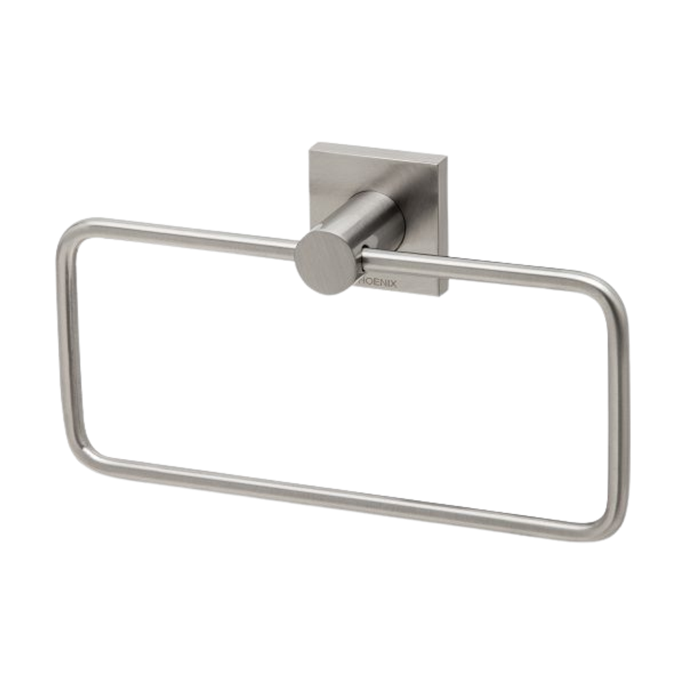 Radii Hand Towel Holder Square Plate Brushed Nickel