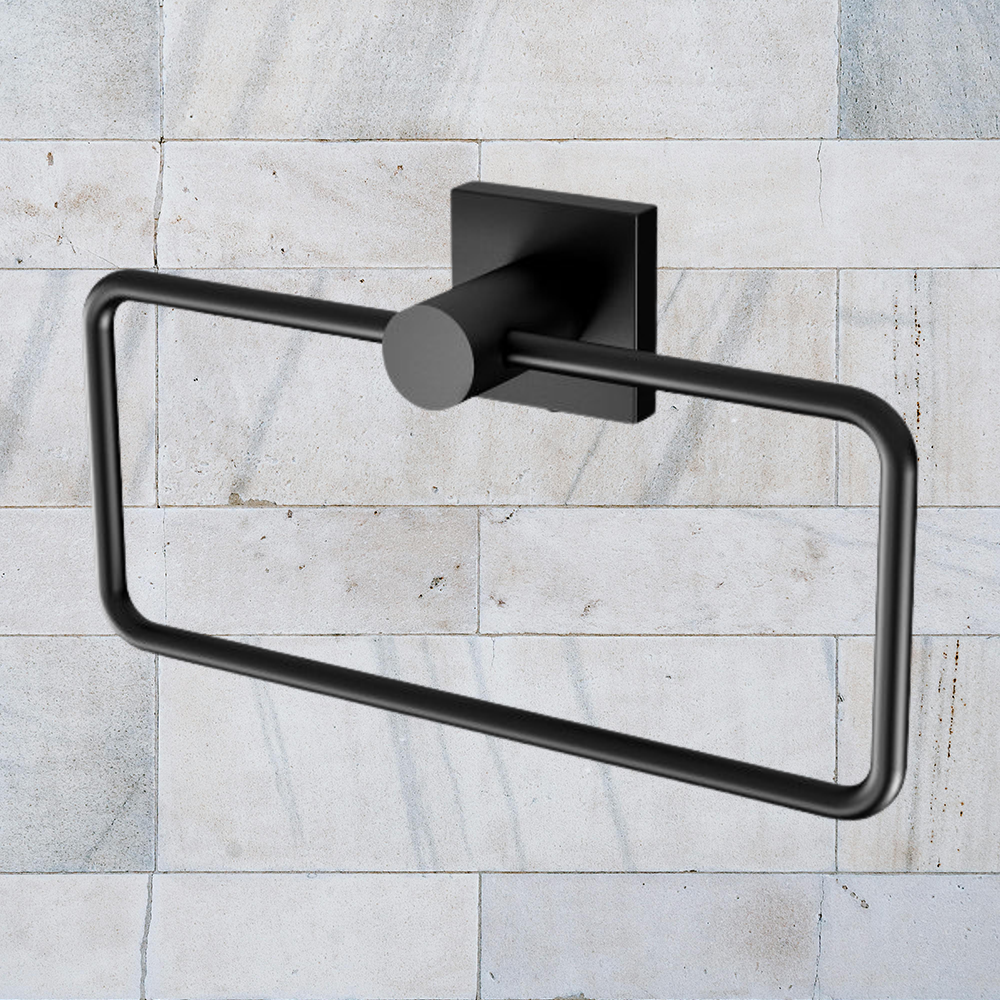 Radii Hand Towel Holder Square Plate Matte Black