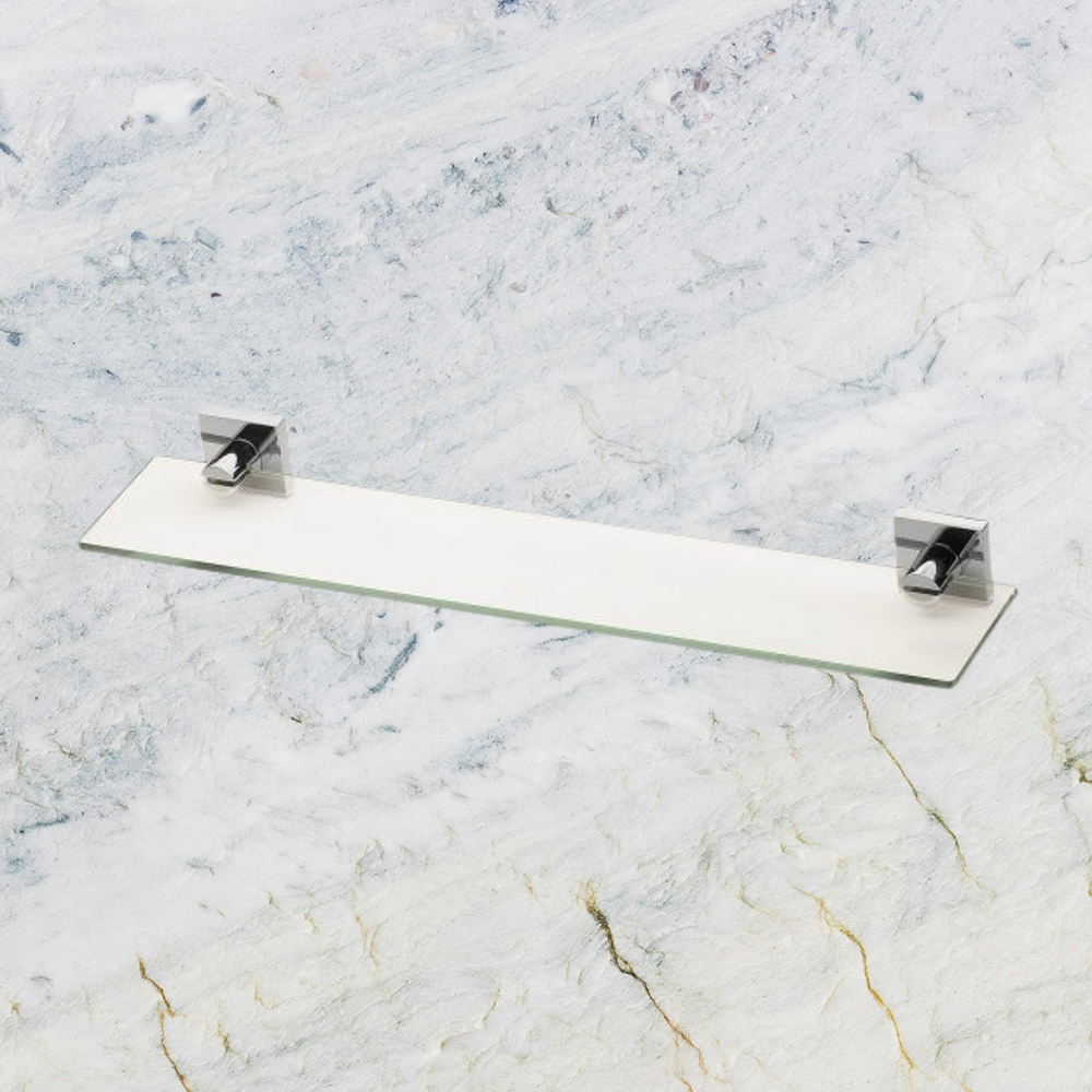 Radii Glass Shelf Square Plate Chrome