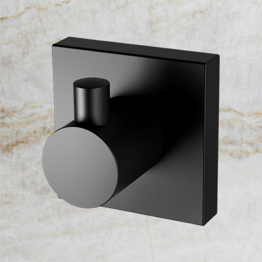 Radii Robe Hook Square Plate Matte Black