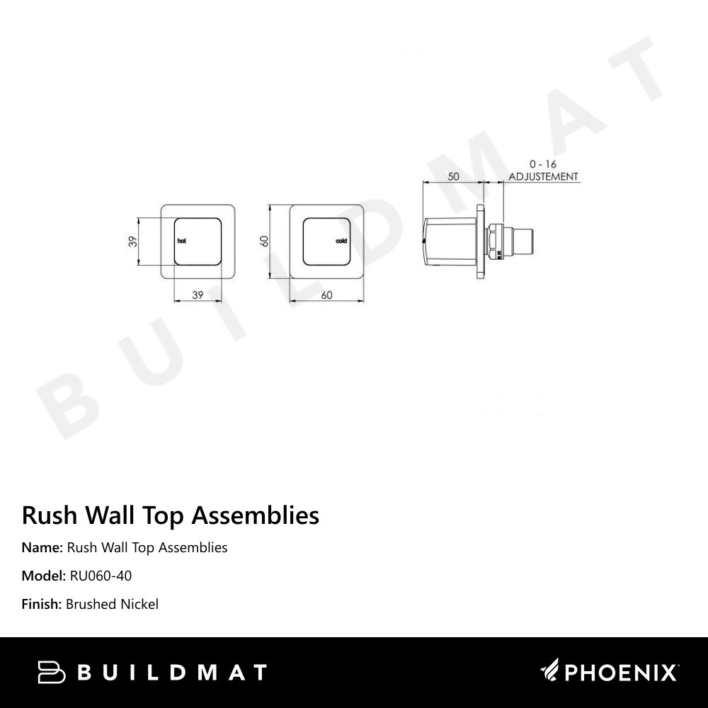 Rush Wall Top Assemblies Brushed Nickel