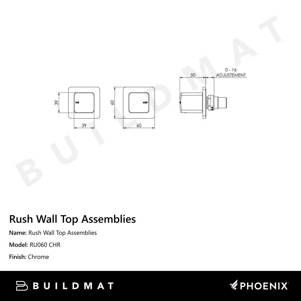 Rush Wall Top Assemblies Chrome