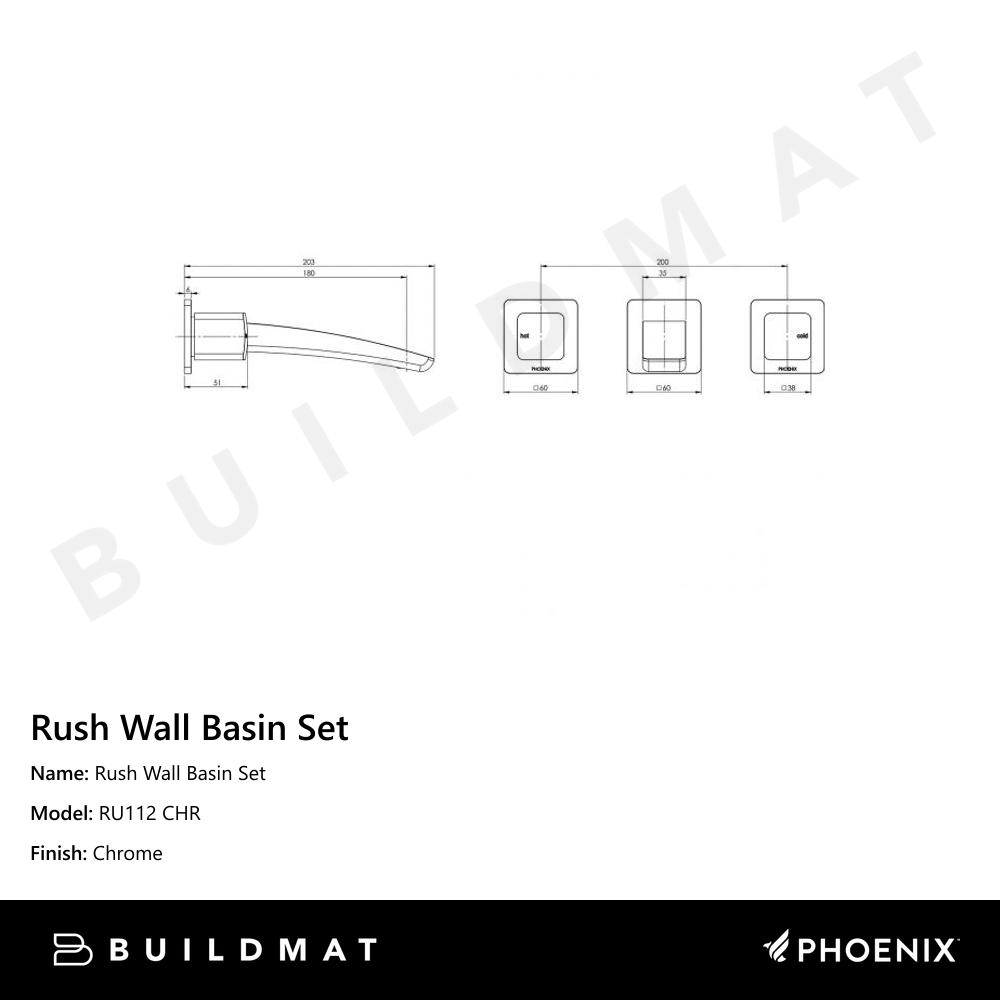 Rush Wall Basin Set  Chrome