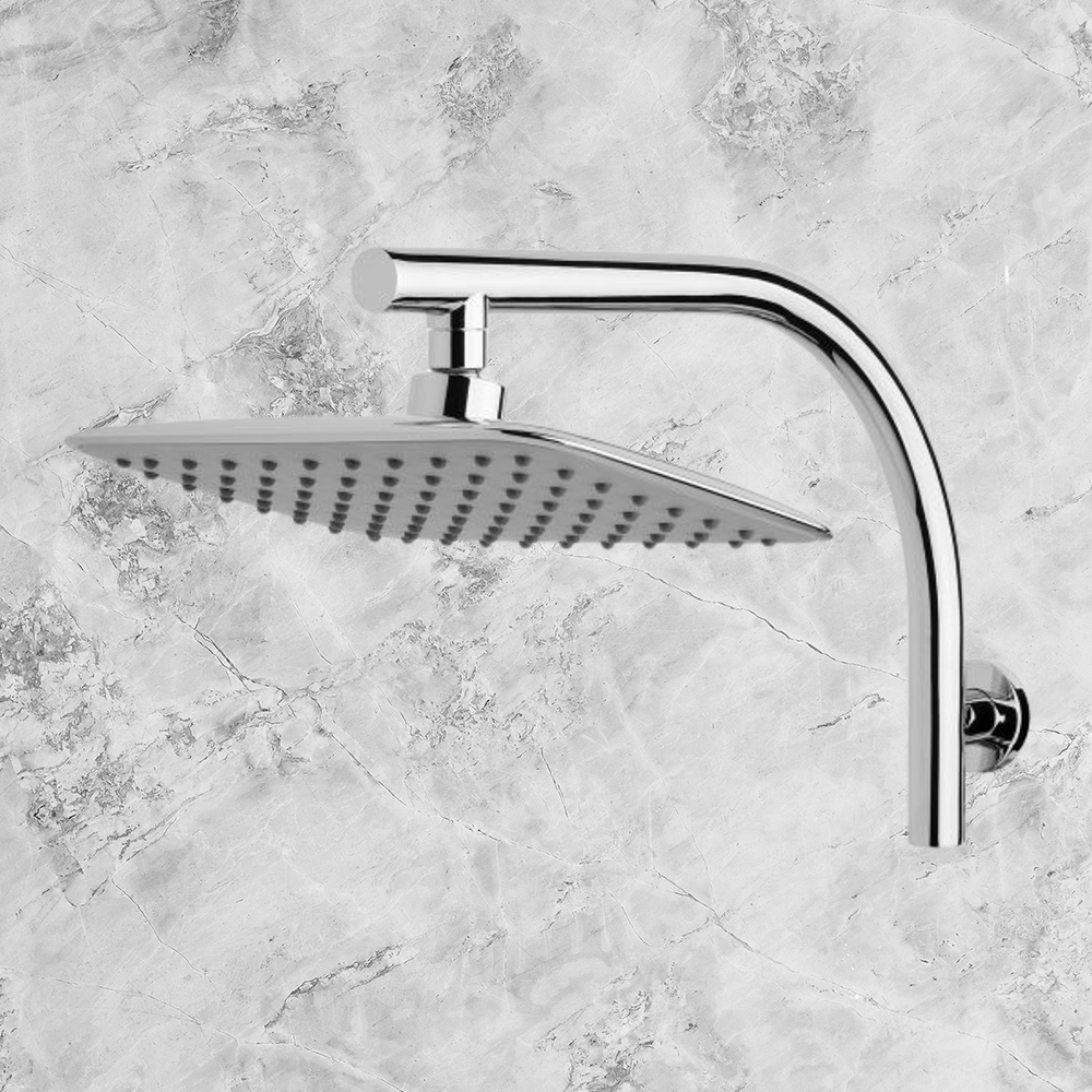 Rush High-Rise Shower Arm & 200 x 250mm Rose  Chrome