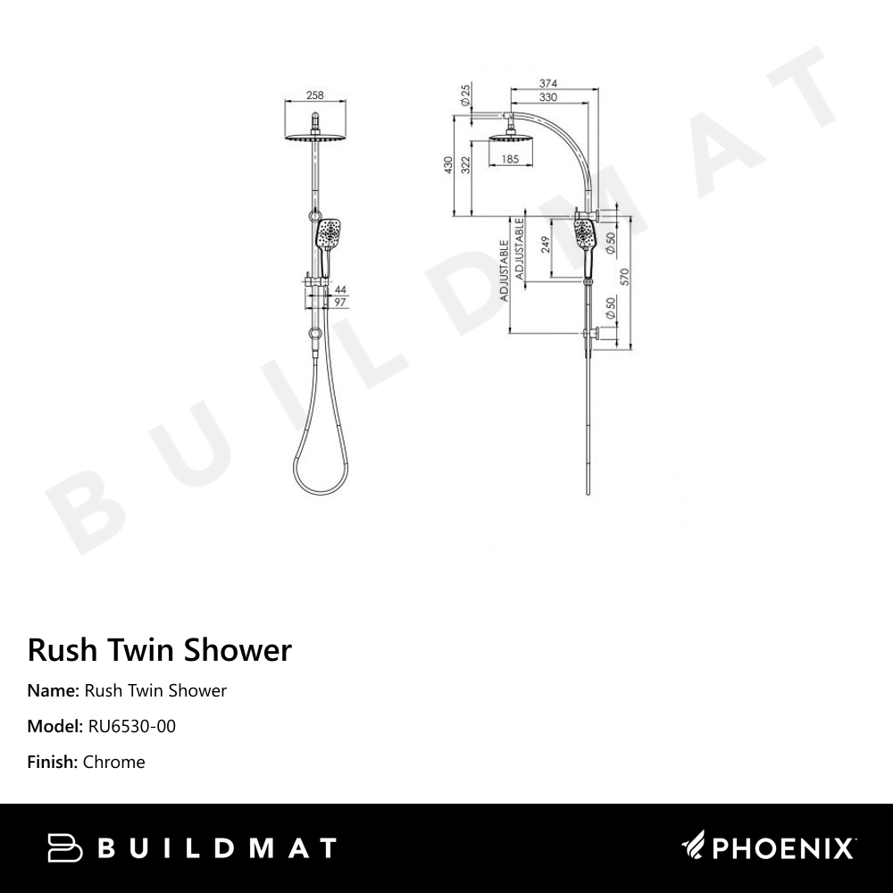 Rush Twin Shower Chrome