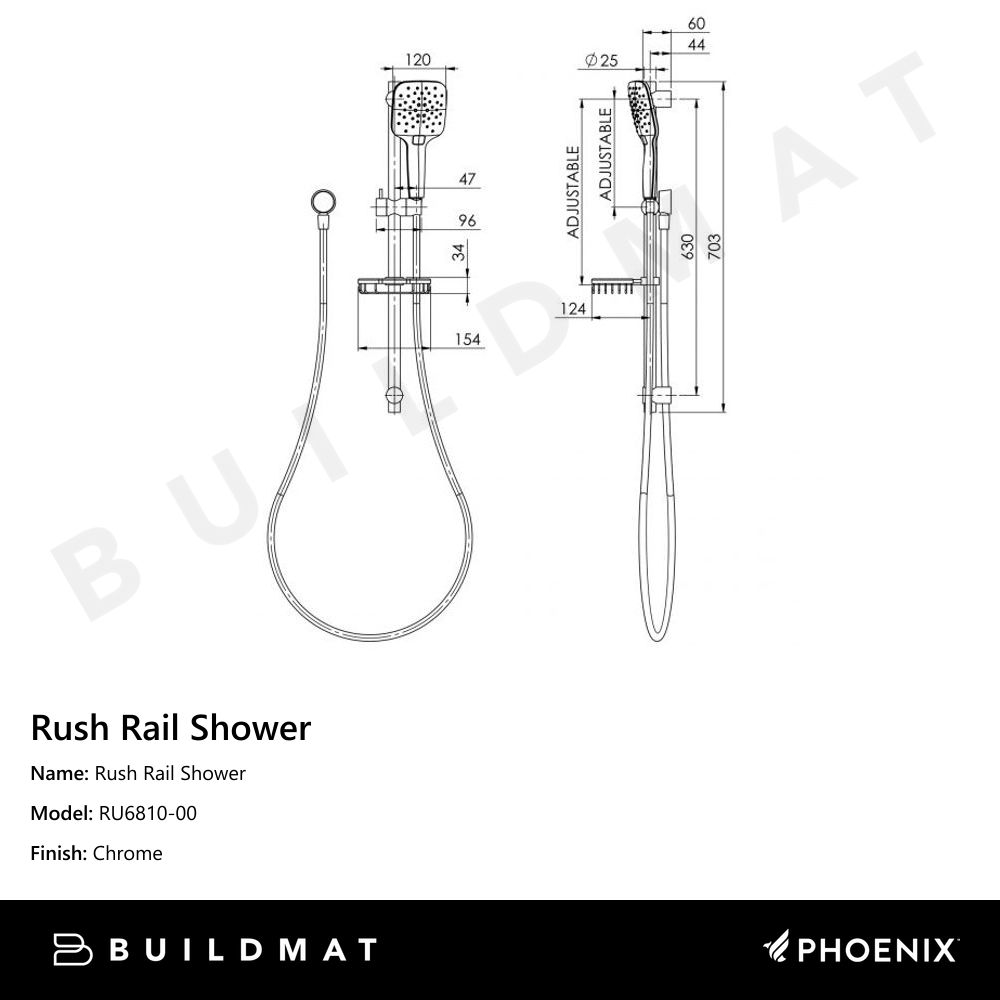 Rush Rail Shower Chrome