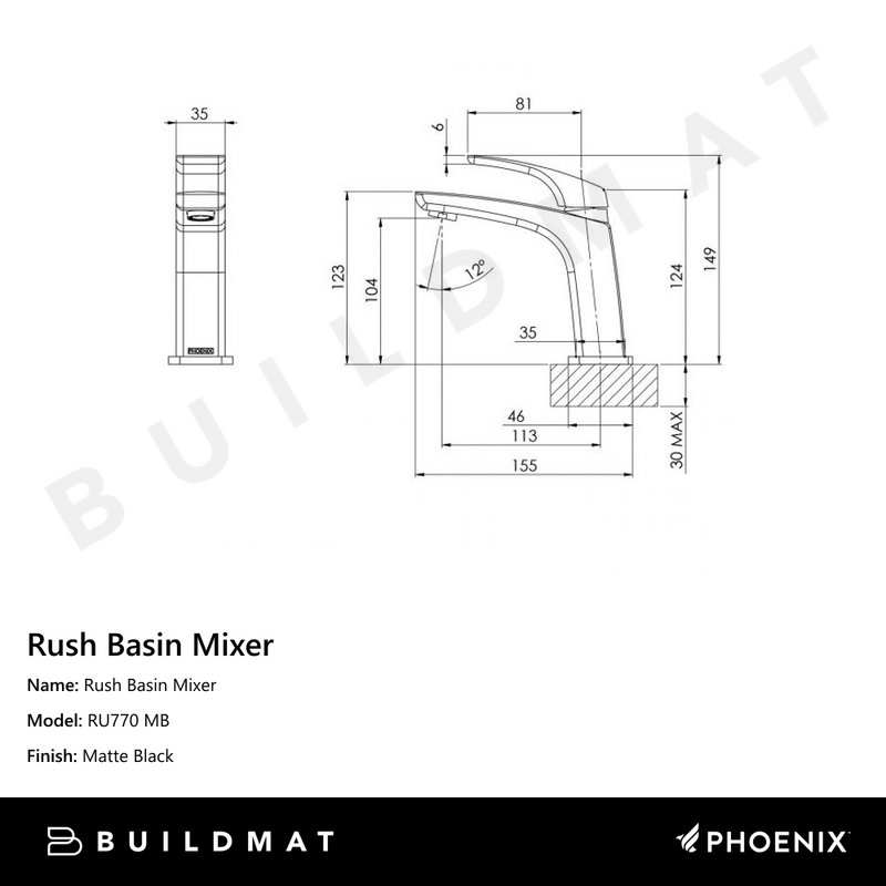 Rush Basin Mixer Matte Black
