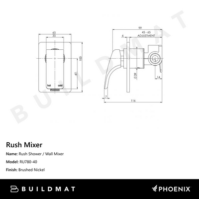 Rush Shower / Wall Mixer Brushed Nickel