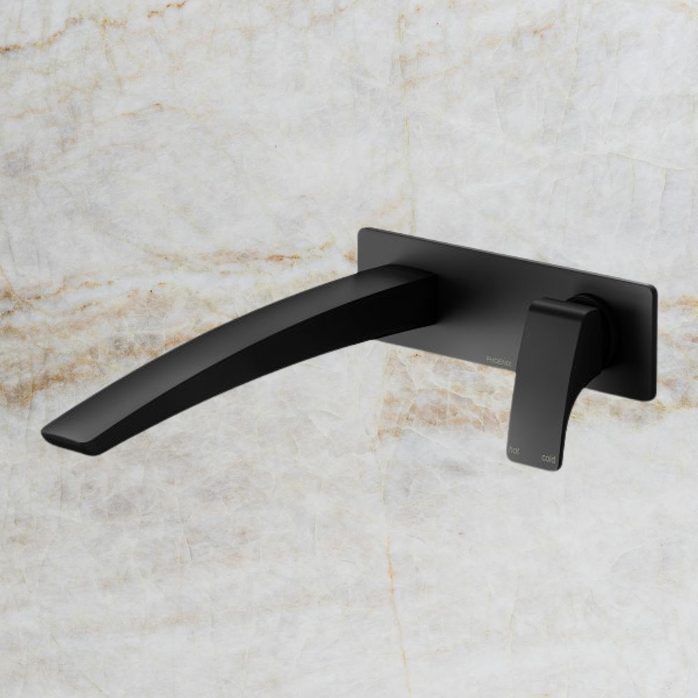 Rush Wall Bath Mixer Set 230mm Matte Black