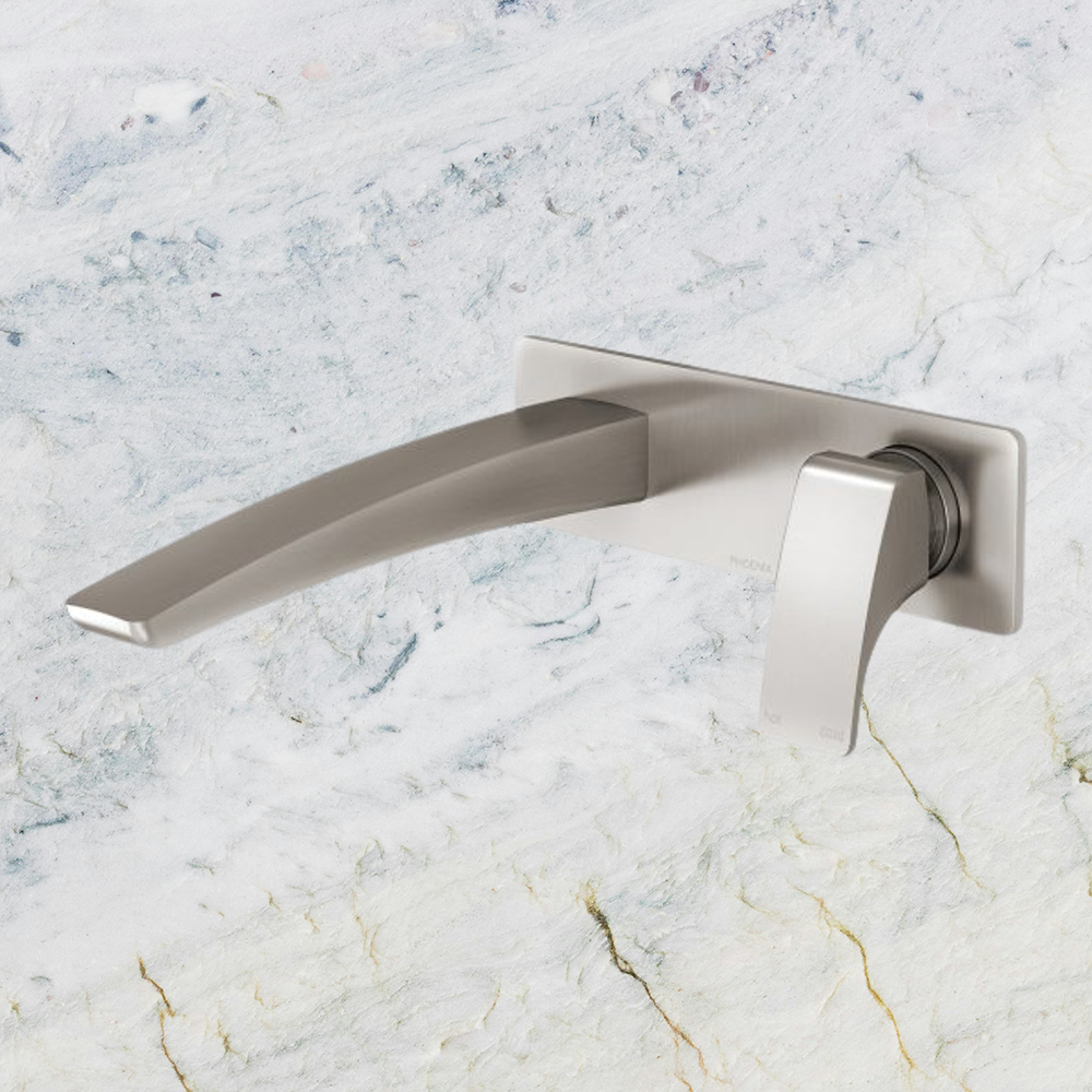 Rush Wall Basin Mixer Set 180mm Brushed Nickel