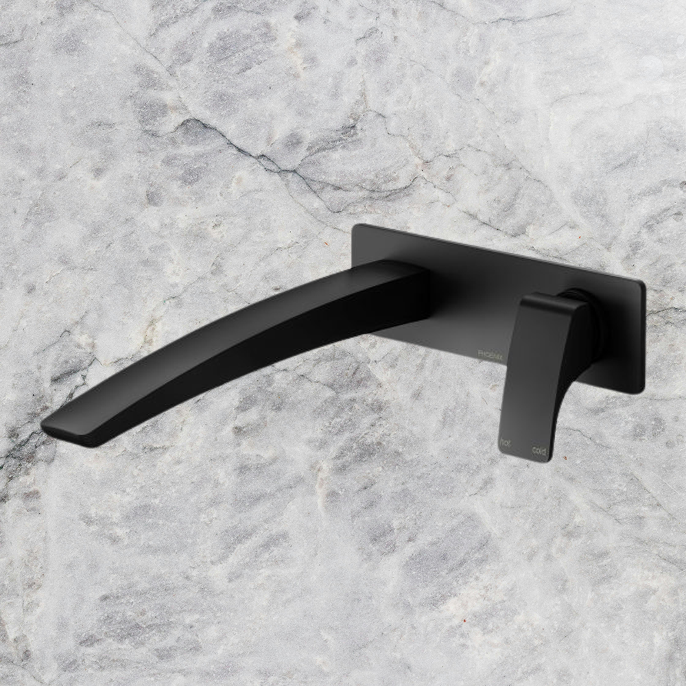 Rush Wall Basin Mixer Set 230mm Matte Black