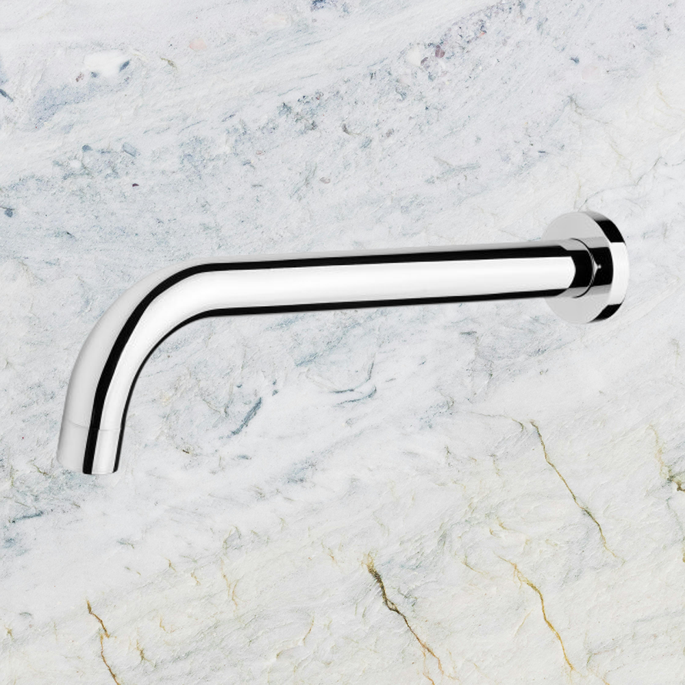 Vivid Wall Bath Outlet 250mm Curved Chrome