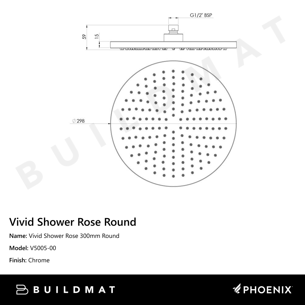 Vivid Shower Rose 300mm Round Chrome