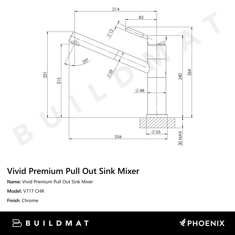 Vivid Premium Pull Out Sink Mixer Chrome