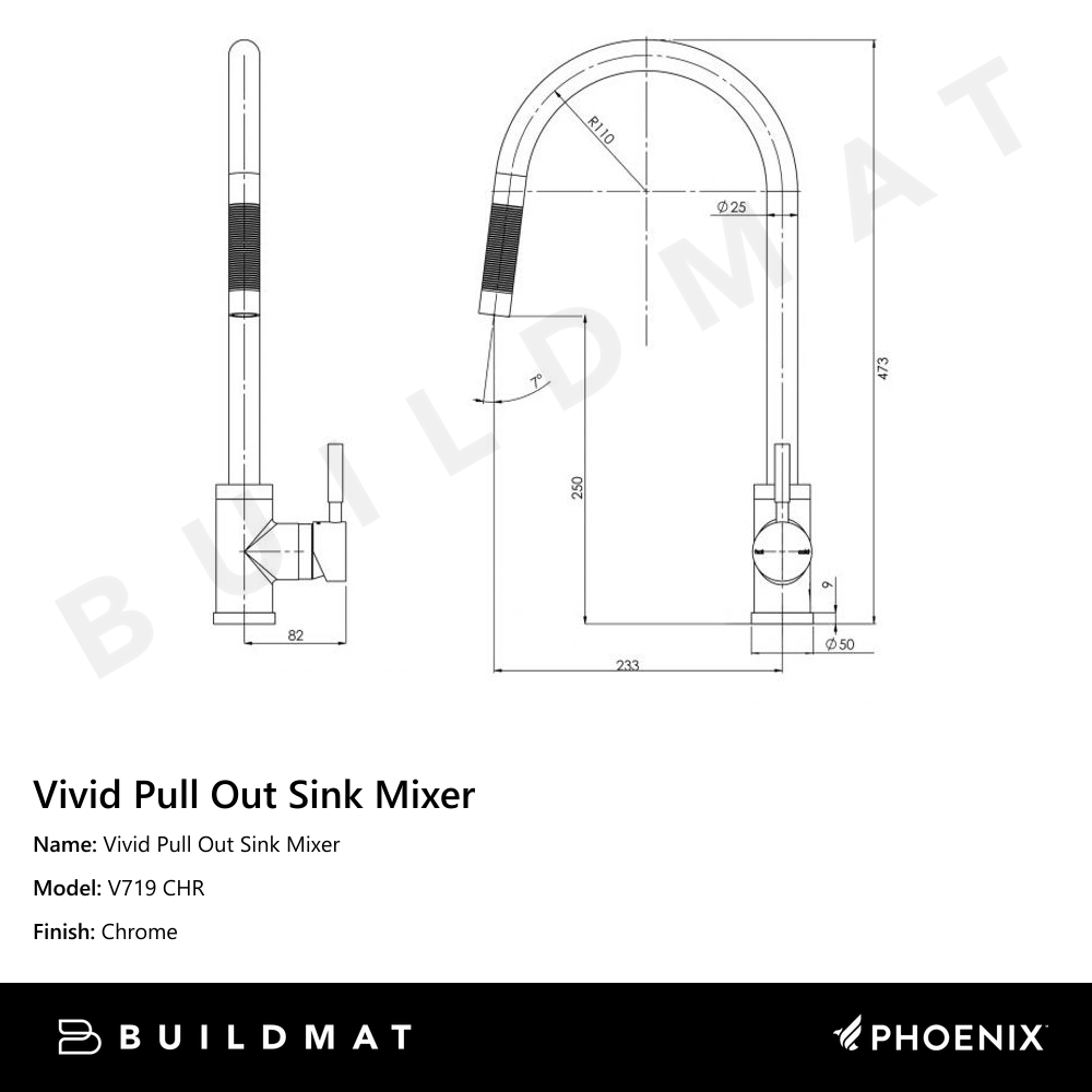 Vivid Pull Out Sink Mixer Chrome