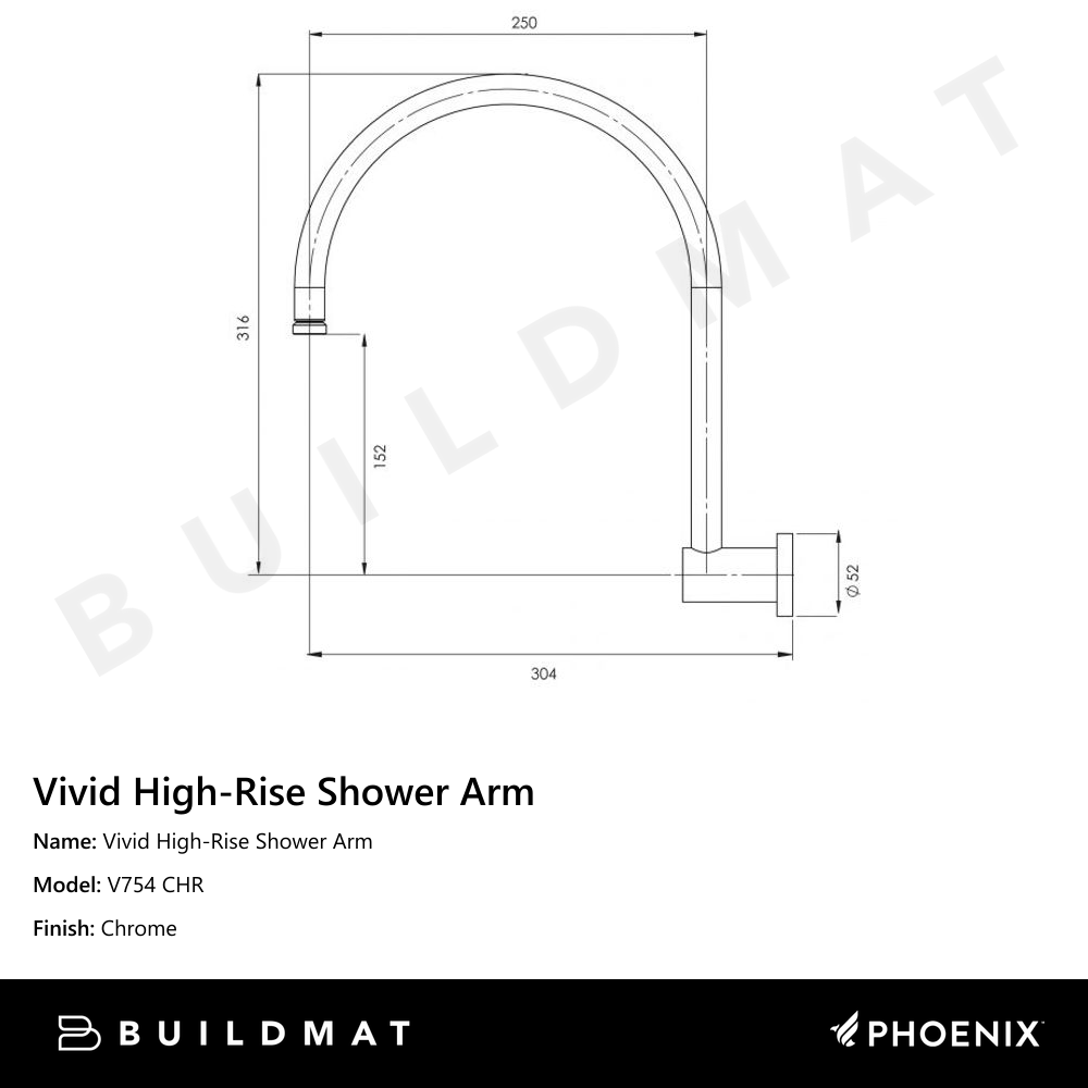 Vivid High-Rise Shower Arm Chrome