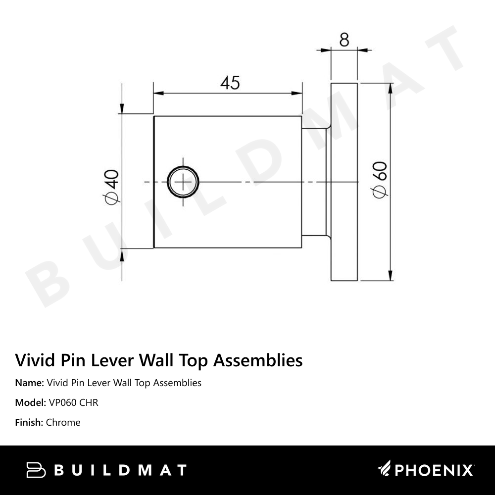 Vivid Pin Lever Wall Top Assemblies Chrome